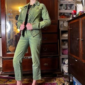 2 piece Anglomania Vivienne Westwood acid wash green denim outfit
